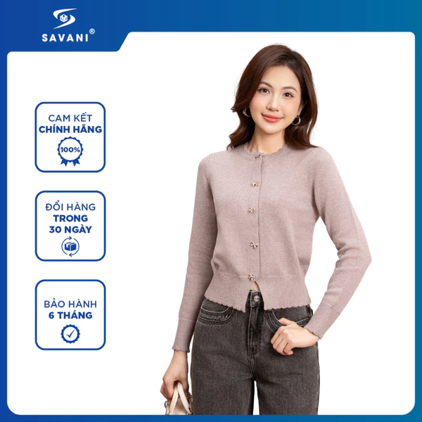 Áo Len Nữ Trơn Cổ Tròn, Thiết Kế Khuy Nơ Kim Loại, Chất Len Mềm Mịn, Tôn Dáng, Dễ Phối Đồ WALR012W5