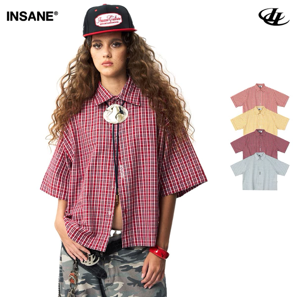 Áo Sơmi InsaneClo WILD LUCK PLAID SHIRT Form Boxy Unisex Vải Sơmi Nhập