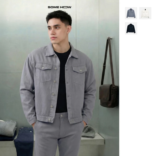  Áo Khoác Nam Boxy Denim Trucker, Chất Vải Denim Thoải Mái, AK0090, SOME HOW STORE