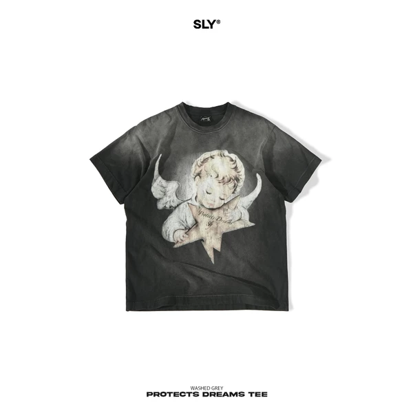Áo thun washed SLY Protects Dream Black Grey
