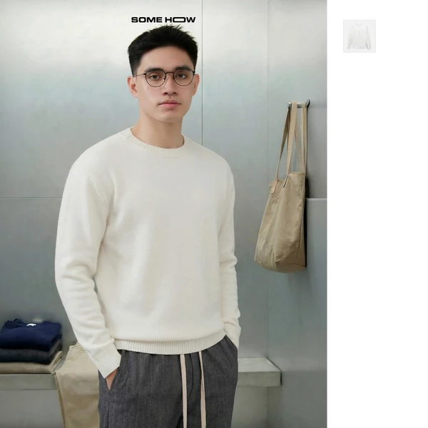 [N] Áo Len Oversize White Embroidered Vải Len Mềm Mại Ấm Áp Phong Cách Hàn Quốc, AL0006 SOME HOW STORE