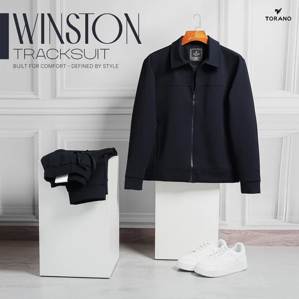 Quần Áo khoác nỉ WINSTON TRACKSUIT TORANO bộ trơn cổ bẻ thêu logo ở tay áo thanh lịch và trẻ trung GWCS821 GWBS821