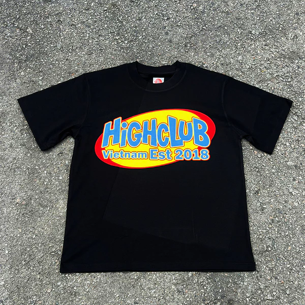 Áo thun HC STICKED - HIGHCLUB Tay lỡ cổ tròn màu ĐEN/TRẮNG - UNISEX