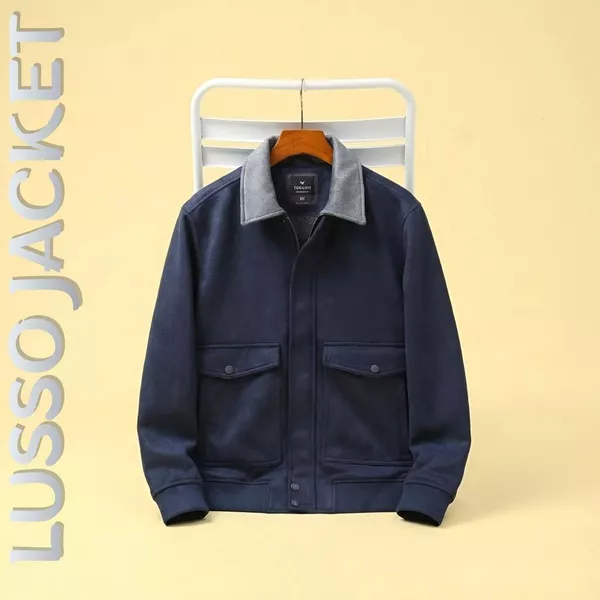 Áo khoác da lộn LUSSO JACKET TORANO basic cổ bẻ cúc dập logo Siêu Mịn, Cản Gió, Giữ Ấm GWCL502