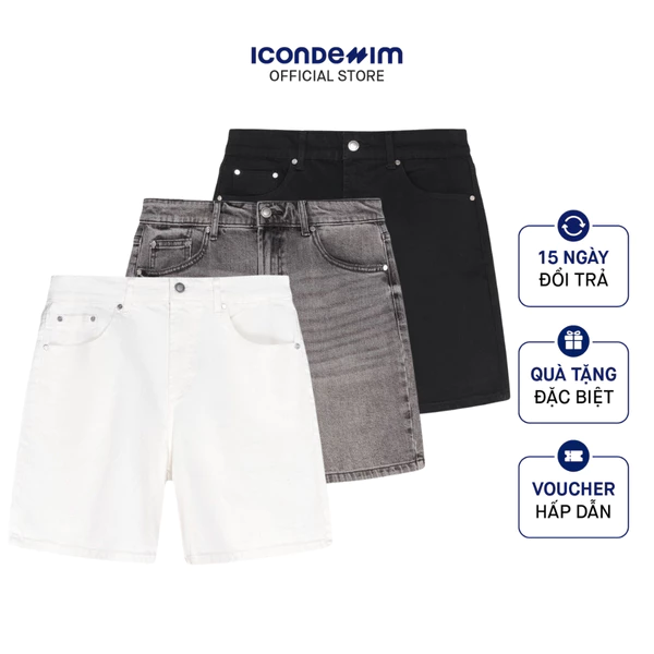 Quần Short Jean Nam ICONDENIM, Denim Co Dãn Classic Form Regular QSID0164
