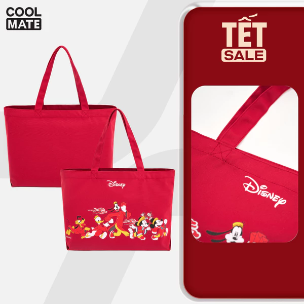 [MUA 3 GIẢM 12%]Túi Tote Bag Unisex Nam, Nữ Disney Spring Blessings, Túi đi chơi Tết Coolmate
