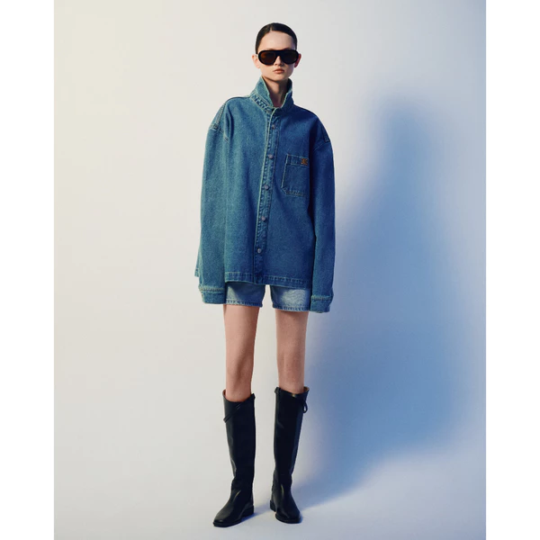 Eleven - Áo Sơ Mi Denim Unisex Nam Nữ Khoá Gài Tay Dài | Màu Xanh Dương
