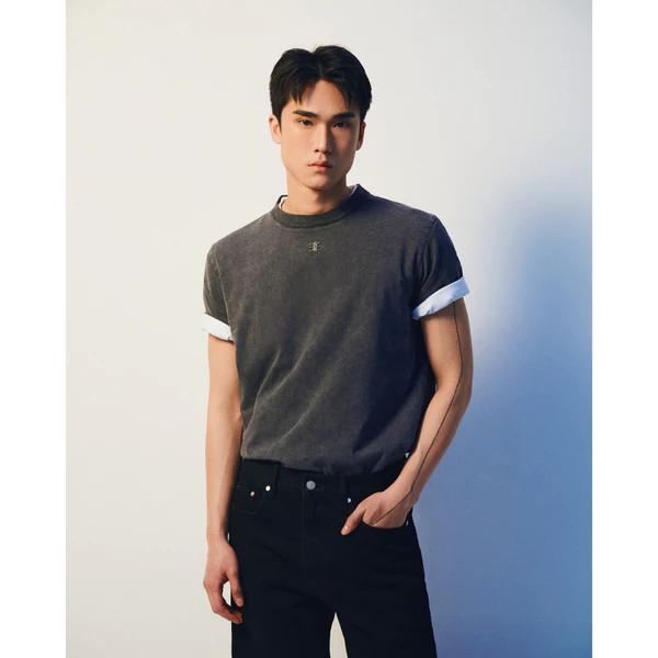Eleven - Áo Thun Unisex Nam Nữ Hiệu Ứng Wash Thêu Mono | Màu Xám ( Wash )