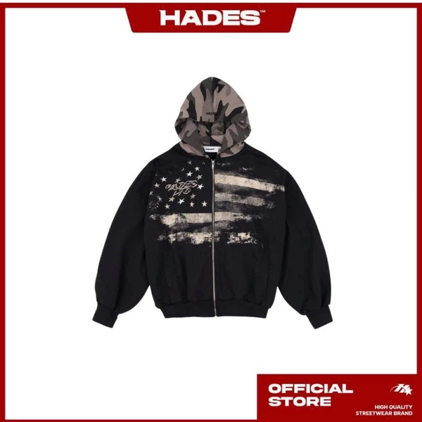 HADES REBEL NATION HOODIE BOXY - HADES Brand chính hãng Hoodie hoodie boxy khoá kéo unisex