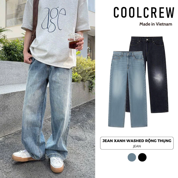 Quần Jeans Wash Unisex Basic 𝐂𝐎𝐎𝐋𝐂𝐑𝐄𝐖 Form Suông Phong Cách Trẻ Trung Streetwear QTD090