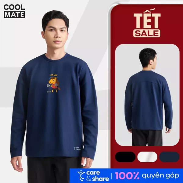 [MUA 3 GIẢM 12%][BST 2026]Áo dài tay nam nữ Relax Care & Share IN Mã lực Coolmate
