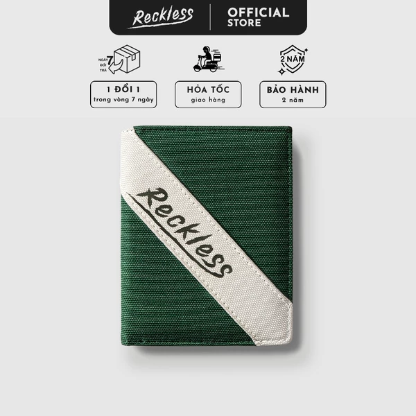 Ví Vải Đứng Unisex Thương hiệu Recklesstripwear Mark Wallet Trơn và Phối màu Vải Polyester Trượt Nước, Hạn Chế Phai Màu