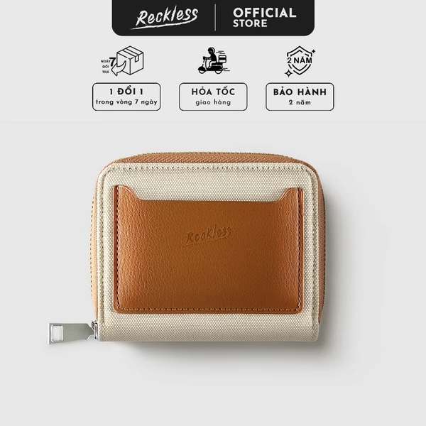 Ví Dây Kéo Unisex Thương hiệu Recklesstripwear Grace Wallet Vải Polyester Mix Da Microfiber Trượt Nước