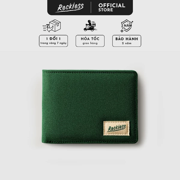 Ví Gập Đôi Tiền Xu Unisex Thương hiệu Recklesstripwear Coin Bifold Wallet Vải Polyester Trượt Nước, Hạn Chế Xù Vải