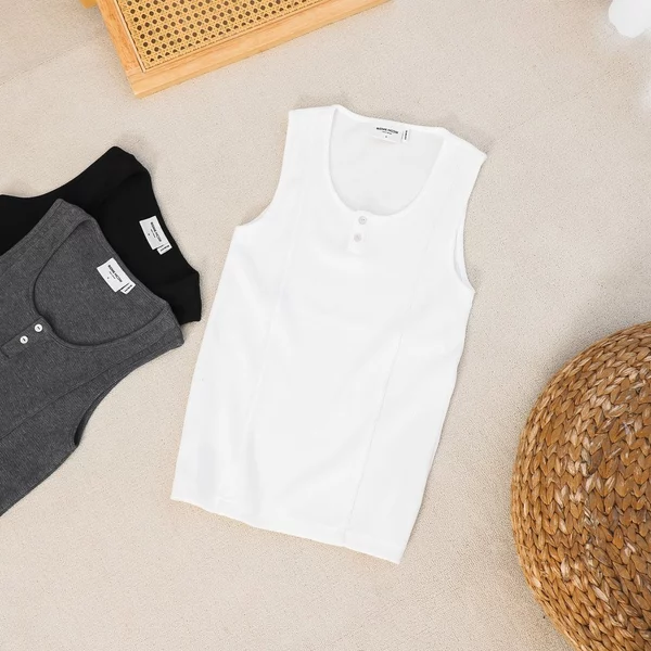 [N] Áo Tanktop Slimfit 2 Buttons, Chất Vải Cotton Thoải Mái, TT0020, SOME HOW STORE