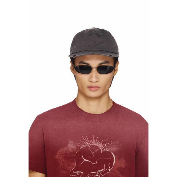 Nón thêu họa tiết hiệu ứng rách BEUTER® - “UNCAGED HEART” DISTRESS CAP - GRAY