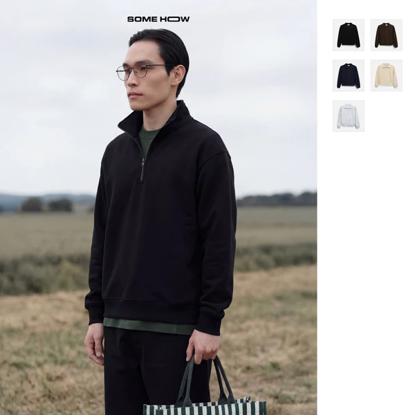 [N] Áo Nỉ Relaxed Zipper Collar Essential Cotton Tici Áo Sweater Cổ Bẻ Form Rộng, SW0010 SOME HOW STORE