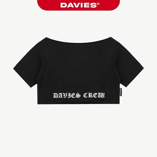 Áo thun croptop nữ form rộng DAVIES cổ ngang rộng chất liệu nỉ chân cua hình in chữ cá tính Legacy Croptop | D-T49-D