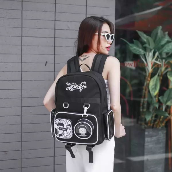 Balo nam nữ đi học thời trang màu đen, trắng unisex Local Brand BIRDYBAG - LUDO KING backpack