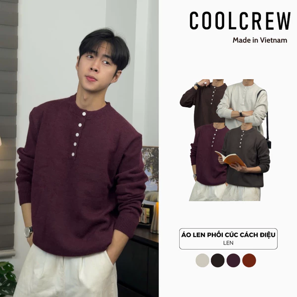 Áo Len Phối Cúc Cách Điệu 𝐂𝐎𝐎𝐋𝐂𝐑𝐄𝐖 Unisex Nam Nữ Phong Cách Thời Trang Hàn Quốc ALD 06 ALD088