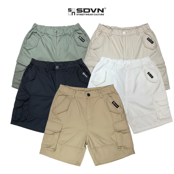 Quần Short UNISEX Kaki Túi Hộp SDVN FORM TRÊN GỐI Chất Liệu Kaki Thun Cotton 100% Co Giãn Tốt Mềm Mịn SDVN