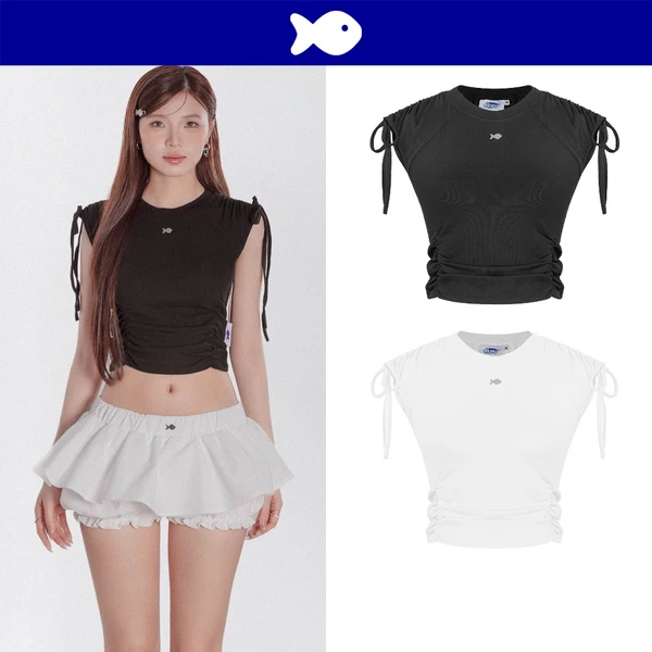 Áo ba lỗ nữ DKMV màu trắng, đen form croptop cổ tròn có dây nơ đáng yêu Kaytlyn Tops | K-T1