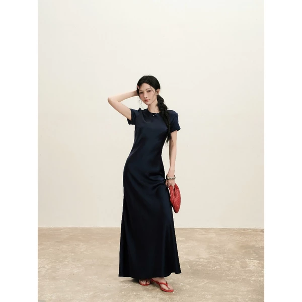 KIDO - Đầm lụa dài có tay phối nơ lưng ABBEY DRESS