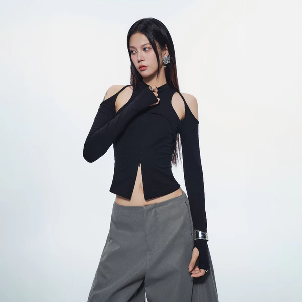 CASPIAN LONG SLEEVE TOP (BLACK) BunnyHill SSTS10