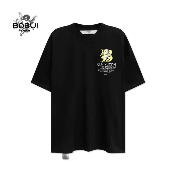 [Chính hãng] Áo thun BOBUI oversized Black Icon Angel B Yellow
