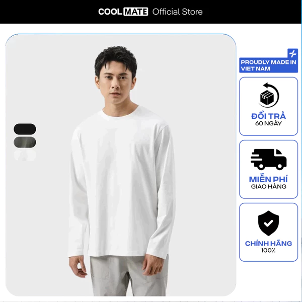[MUA 3 GIẢM 12%]Áo thun nam dài tay 100% cotton Relax fit mềm mại Coolmate