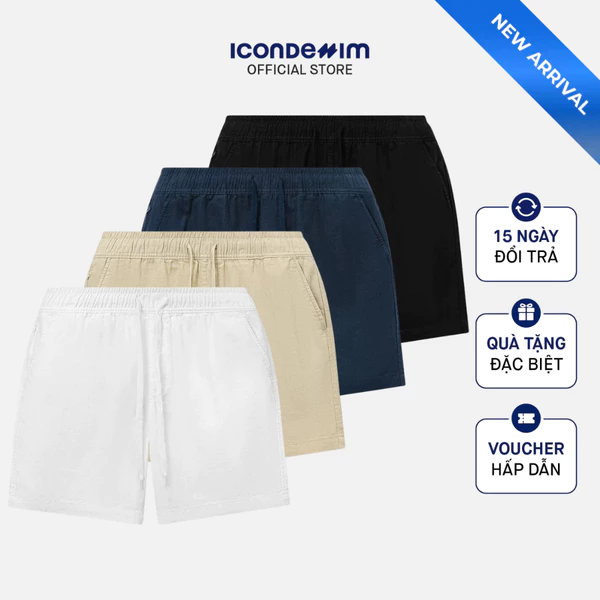 Quần Short Linen Nam ICONDENIM Azura Form Regular QSID0291