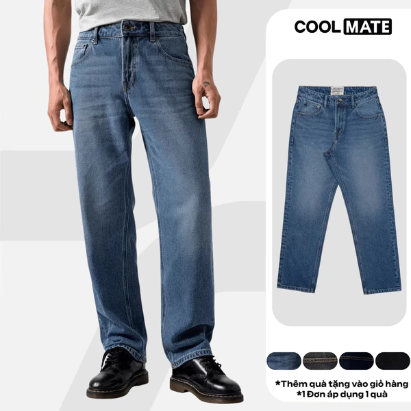 [TẶNG TẤT COTTON]Coolmate x Copper Denim | Quần Jeans dáng Straight mặc thoải mái, quần đi làm đi chơi dạo phố