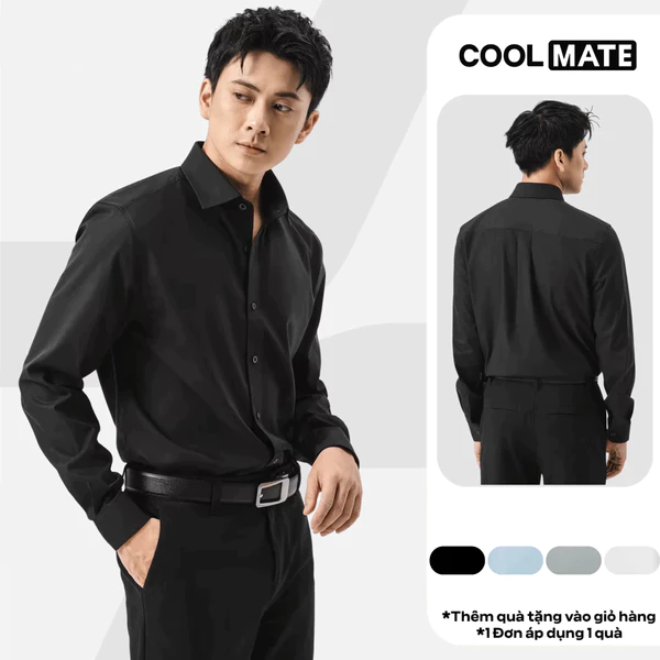 [TẶNG TẤT COTTON]Áo sơ mi nam dài tay Modal Essential mềm mại, thoáng khí Áo đi làm đi chơi dạo phố Coolmate
