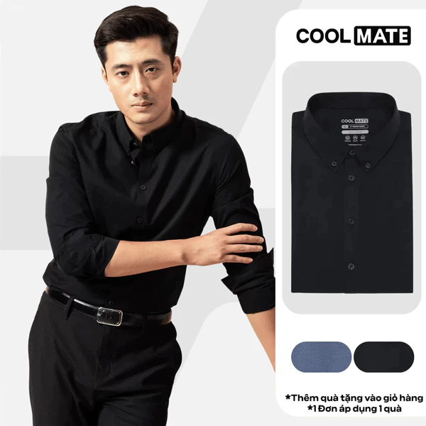 [TẶNG TẤT COTTON]Áo Sơ Mi Nam Dài Tay Premium Poplin mềm mại, chống nhăn, Áo đi làm đi chơi dạo phố Coolmate