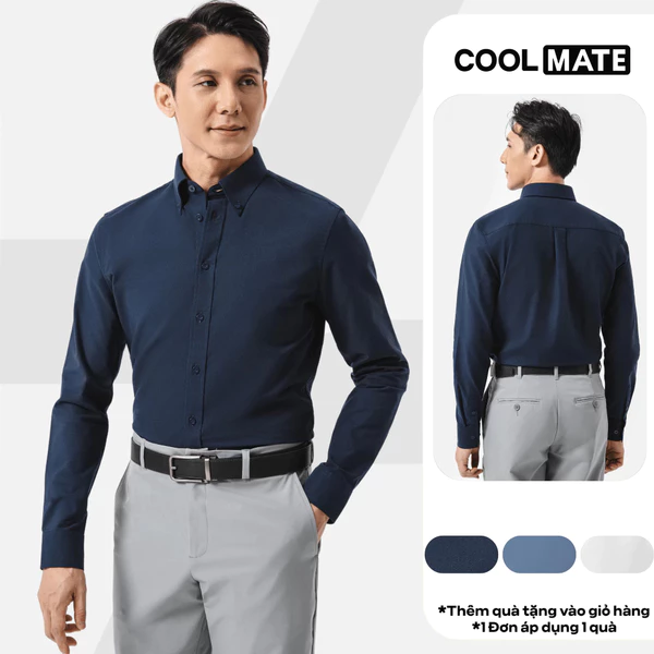 [TẶNG TẤT COTTON]Áo sơ mi nam dài tay Oxford Premium mềm mại chống nhăn, Áo đi làm đi chơi dạo phố Coolmate