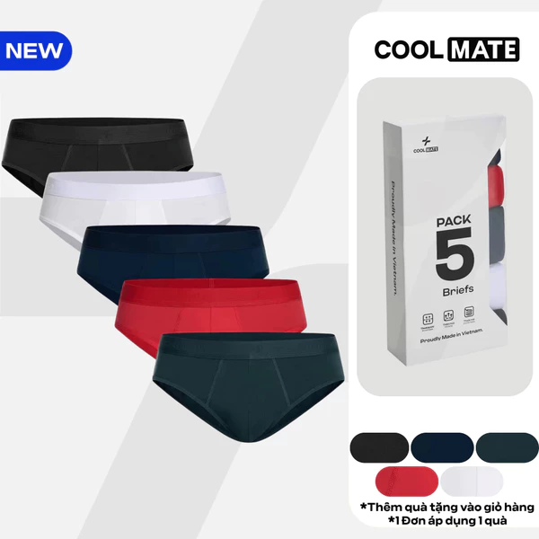 [TẶNG QUẦN BRIEF]Combo Pack 5 Quần lót tam giác nam Brief Cotton Co Giãn Origin mềm mại, co giãn, thấm hút Coolmate