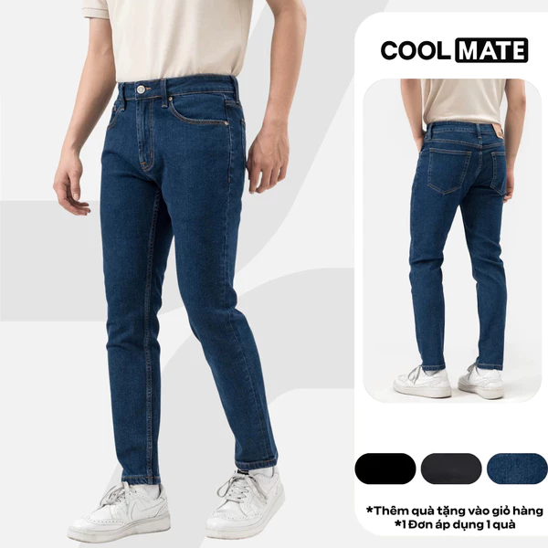 Quần Jeans Nam Basics dáng Slim fit bền bỉ, vừa vặn tôn dáng, quần đi làm đi chơi dạo phố Coolmate