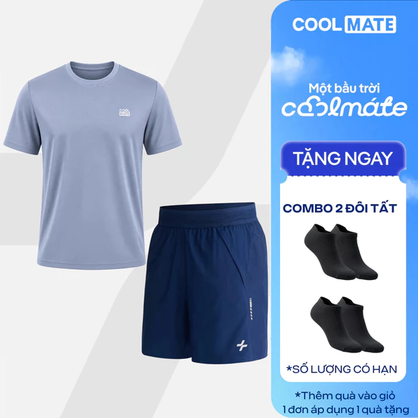 Set thể thao nam tập gym, chạy bộ Áo Thun Essential Quần Short Swift Run thoáng khí Coolmate