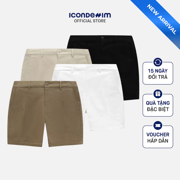 Quần Short Nam ICONDENIM Chino Neat Form Slim QSID0299