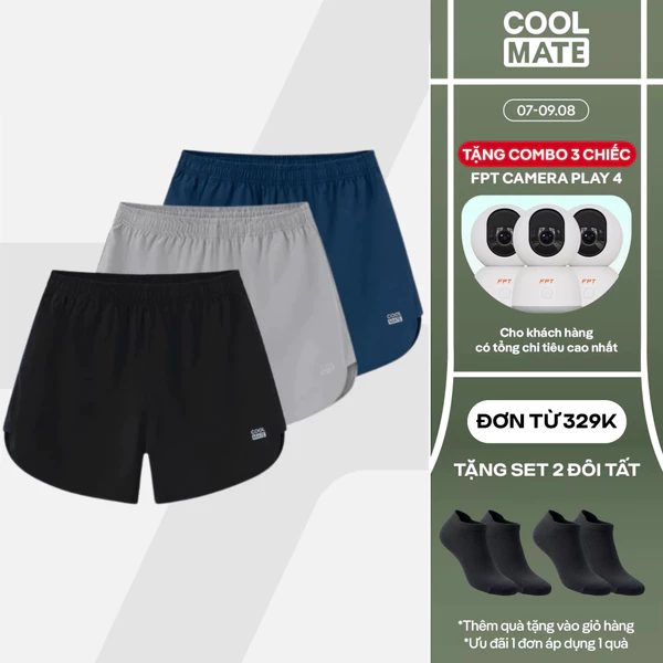 [TẶNG COMBO TẤT ĐƠN 329K]Combo 3 Quần Short thể thao Maxcool co giãn thoải mái Coolmate