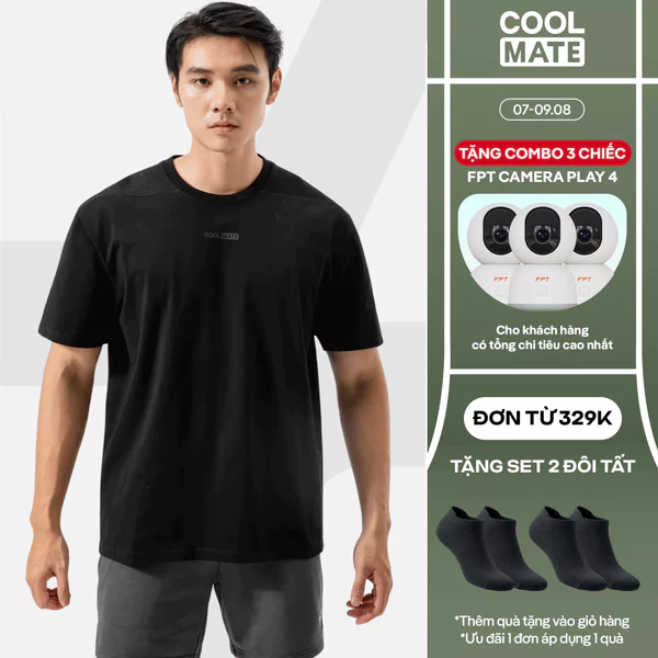 [TẶNG COMBO TẤT ĐƠN 329K]Áo Thun Gym thể thao 100% Cotton Oversize Comfort, thấm hút tốt co giãn thoải mái Coolmate
