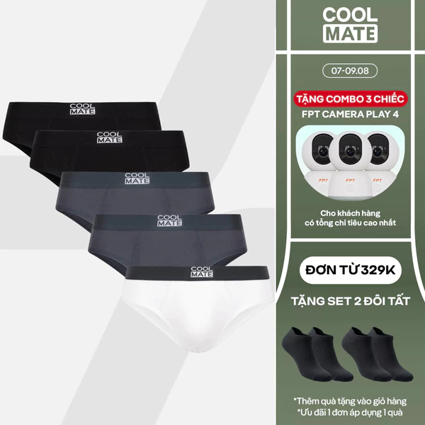 [TẶNG COMBO TẤT ĐƠN 329K]Combo 5 Quần lót nam Tam Giác Brief Bamboo kháng khuẩn Coolmate