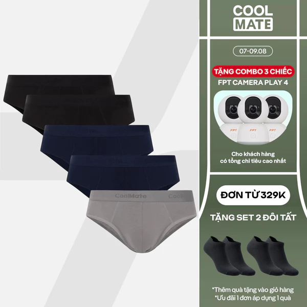 [TẶNG COMBO TẤT ĐƠN 329K]Combo 5 quần lót nam tam giác Cotton Coolmate (màu ngẫu nhiên)