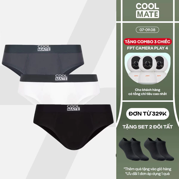 [TẶNG COMBO TẤT ĐƠN 329K]Combo 3 Quần lót tam giác nam BRIEF BAMBOO mềm mại, thấm hút, kháng khuẩn Coolmate
