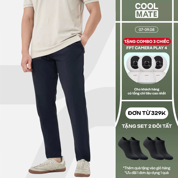 [TẶNG COMBO TẤT ĐƠN 329K]Quần dài nam Daily Pants sợi Sorona, nhuộm Cleandye siêu nhẹ chống nhăn chống tia UV - Coolmate