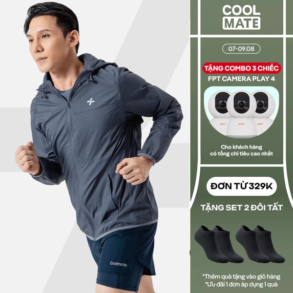[TẶNG COMBO TẤT ĐƠN 329K]Áo khoác thể thao Trail Windbreaker Nylon Ripstop siêu nhẹ thoáng khí trượt nước Coolmate