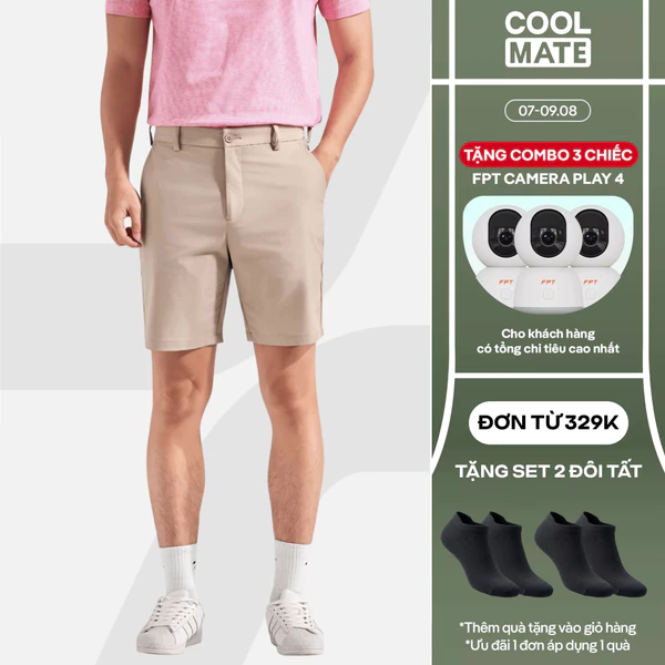 [TẶNG COMBO TẤT ĐƠN 329K]Quần Shorts Nam Kaki Excool co giãn Coolmate