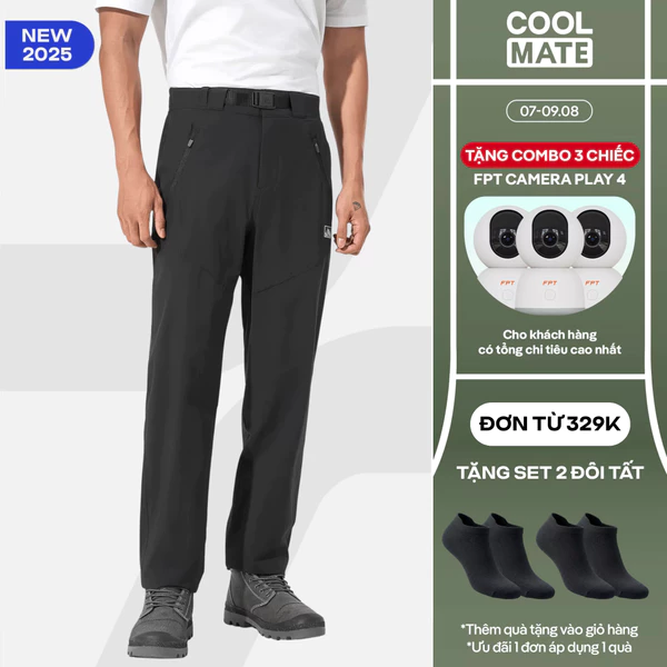 [TẶNG COMBO TẤT ĐƠN 329K]Quần dài Outdoor Function Pants có đai túi khoá đa năng co giãn, quần leo núi trekking Coolmate
