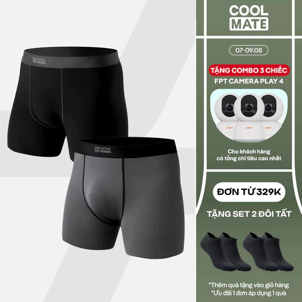 [TẶNG COMBO TẤT ĐƠN 329K]Combo 2 quần lót nam thể thao chạy bộ Fast & Free Run công nghệ Không Đường May êm ái Coolmate