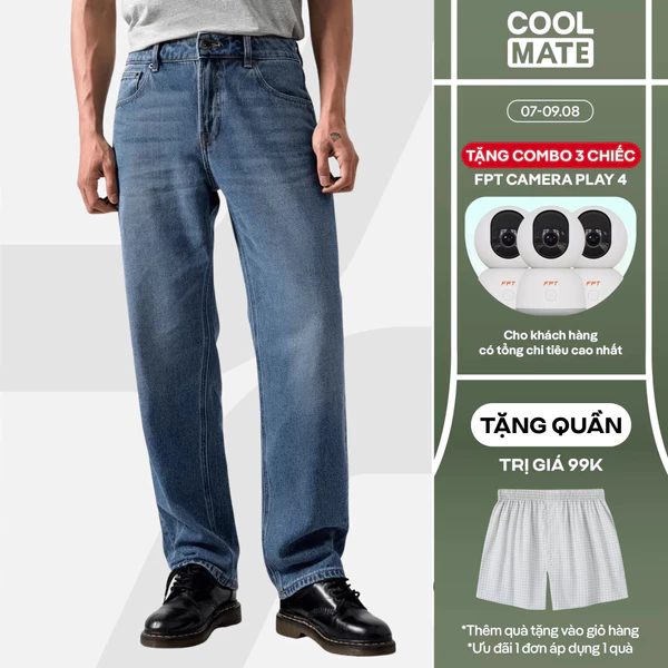 [TẶNG QUẦN 99K]Coolmate x Copper Denim | Quần Jeans dáng Straight mặc thoải mái, quần đi làm đi chơi dạo phố